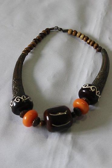 Ogrlice: STARA UNIKATNA OGRLICA, BRONZA, DRVO, ĆILIBAR, RUČNI RAD | Unikatna — 6