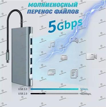 type: Хаб Type-C 11-в-1, гигабитная док-станция, разветвитель, адаптер с 11 — 2
