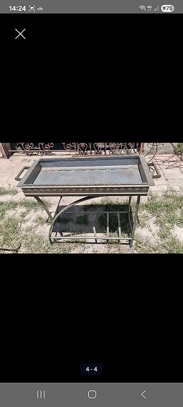 sisler: Metall manqal– dekorativ naxışlı, dayaqlı model. - Material: qalın — 4