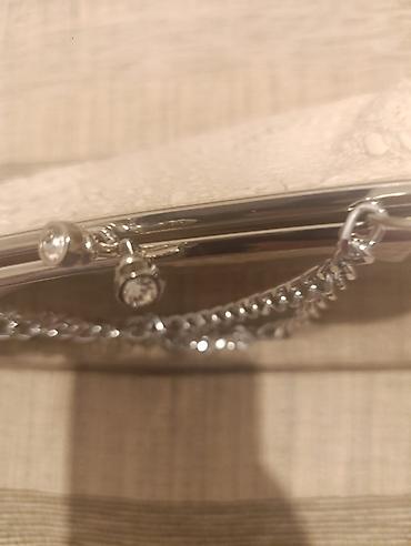 Çantalar: Ağ rəngli, kroko fakturalı qadın clutch çantası - Material: süni — 3