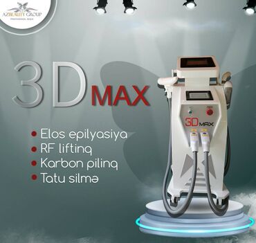 3d max lazer aparati: Epilyasiya üçün, Tatto silmə, Fototerapiya üçün, IPL-lazer, Təlim keçirilir