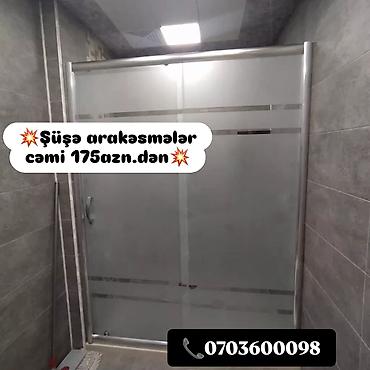 Duş kabinaları, arakəsmələr: Şüşə arakəsmələr – duş kabinləri • Sürüşkən sistemli, alüminium — 4