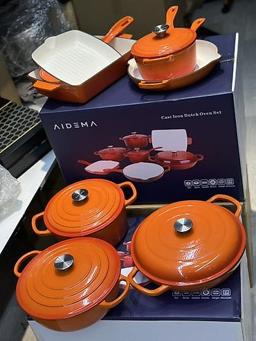 Наборы посуды: Набор чугунной посуды AIDEMA ORANGE OLIVE GREEN RED LIGHT GREEN CREAM — 1