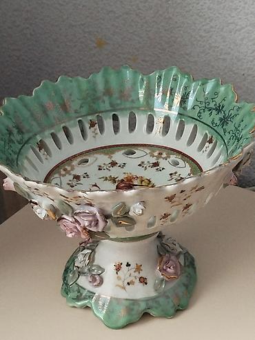 Qab-qacaq və mətbəx ləvazimatları: Porcelian ayaqlı meyvə/qənnadı qabı – Ering Fine Porcelain, Original — 1