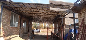 современные навесы: Навес, Односкатный, Металл, Профнастил