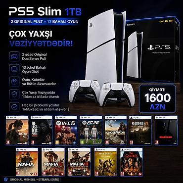 PS5 (Sony PlayStation 5): PS5 Slim 1TB paketi Komplekt: - PlayStation 5 Slim 1TB (Digital — 1