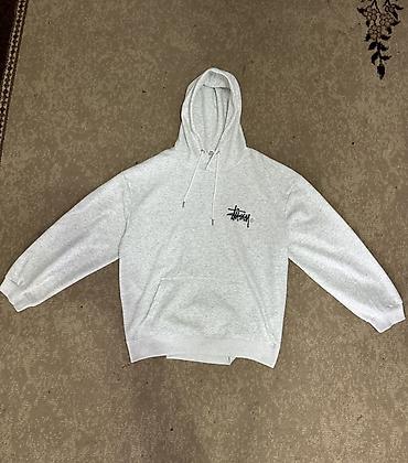 nike tech flecce: Свитшот-худи Stüssy, светло-серый меланж. - Классический крой с — 2
