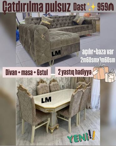 Çarpayılar: Yeni, Künc divan, Qonaq otağı üçün, Açılan