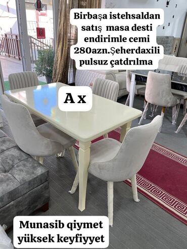 Masa və oturacaq dəstləri: Mətbəx üçün, Yeni, 4 stul