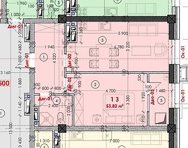 1 комната, 53 м², Рабочий Городок Элитка, 12 этаж, ПСО (под самоотделку)