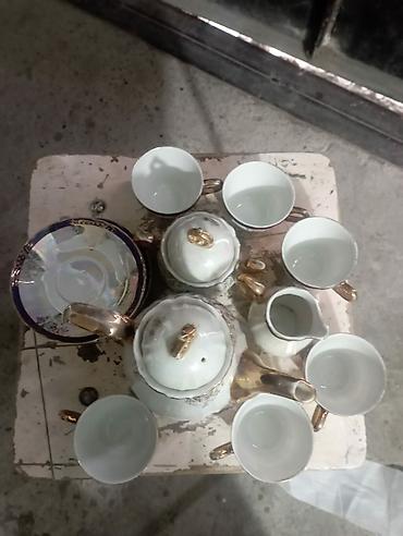 dekor qab: Çay dəsti, rəng - Ağ, Farfor — 1
