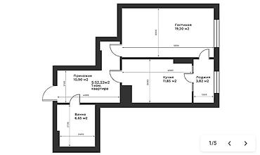 Продажа квартир: 1 комната, 52 м², БГУ Элитка, 12 этаж, ПСО (под самоотделку) — 7