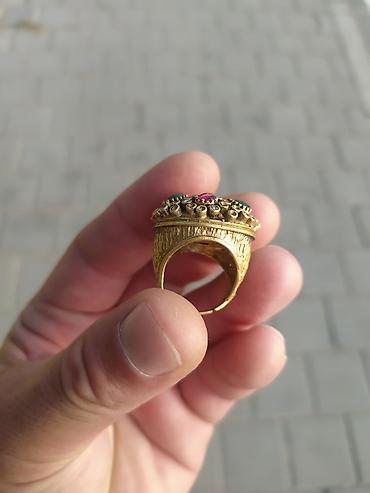 Бижутерия: Osmanlı üslubunda bəzəkli üzük - Material: sarı metal ərintisi — 2