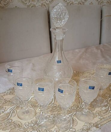 Birdəfəlik qablar: Qədəhlər, rəng - Ağ, Xrustal, 6 ədədli dəst, 200 ml, Rusiya