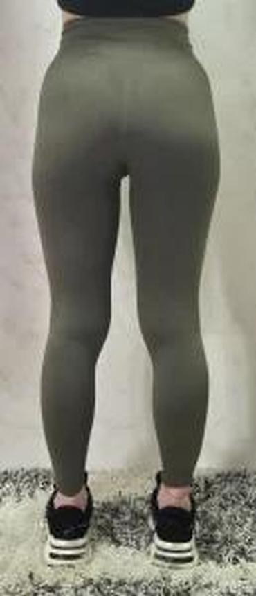 Helanke, biciklistički šortsevi: Ženske sportske helanke – visoki struk, maslinasto zelene - Kroj — 15