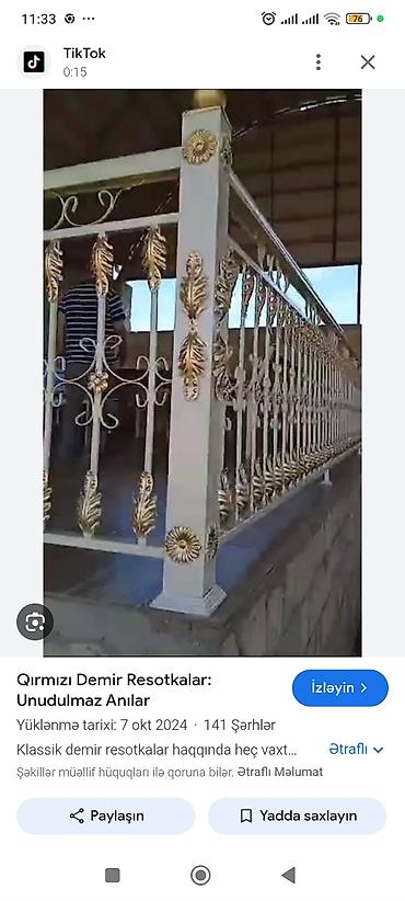 Barmaqlıqlar: Resotka 1-kv 35 azn . Məhəccər 1-kv 50 azn başlayan qiymətlərlə — 22