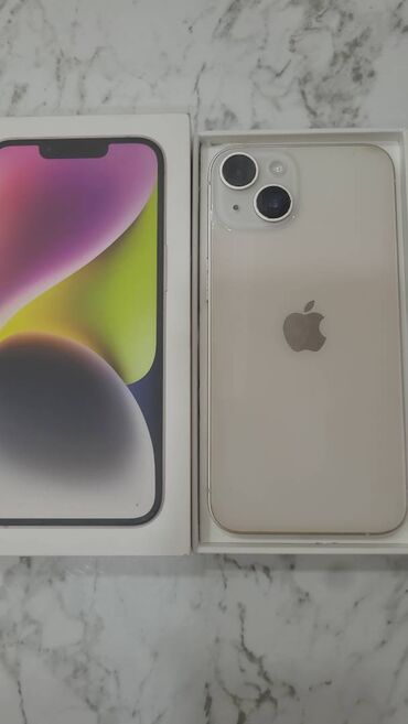 кнопочный телефон apple: IPhone 14, 128 GB, Starlight, Barmaq izi, Face ID