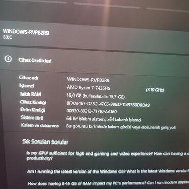 Lenovo: İşlənmiş Lenovo LOQ, 16 ", AMD Ryzen 7, 512 GB, Ödənişli çatdırılma — 6