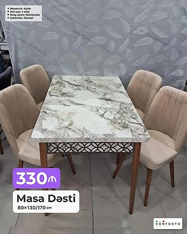 Masa dəsti - Ölçü: 80×130/170 sm (açılan mexanizmli masa) - Stul — 1
