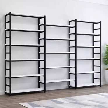 Rəf vitrinləri: Mağaza üçün metal karkaslı rəf sistemi - Dizayn: Qara rəngli, möhkəm — 18