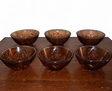 şüşeler: Qəhvəyi şüşə qablar dəsti – 6 ədəd - Material: qalın, şəffaf qəhvəyi — 1