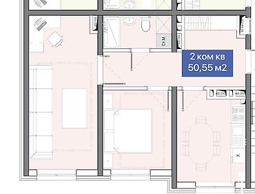 сутучной кв ош: 2 комнаты, 51 м², Ошский рынок / базар Элитка, 5 этаж — 1