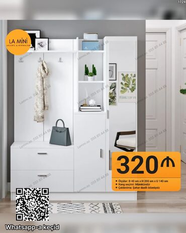 ağ lay: LA MiNi dəhliz üçün funksional mebel komplekti – ağ rəngdə