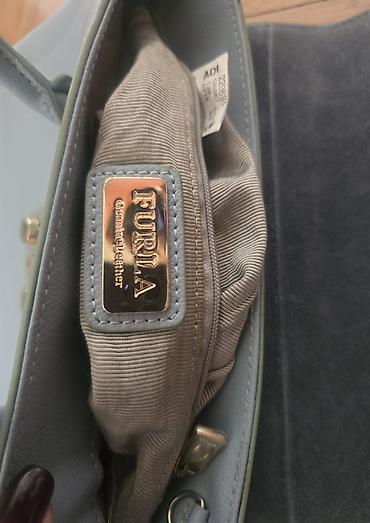 armani torbe: FURLA Metropolis kožna torba. Nosi se u ruci. Azzuro boja, svetlo — 3