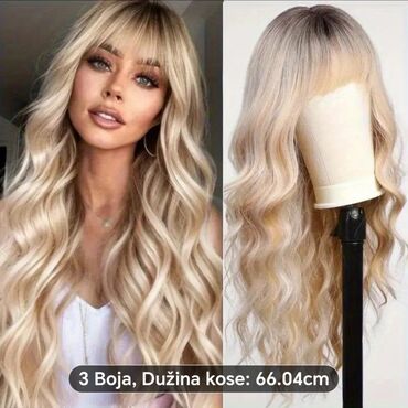 Perike i klipse: Duga talasasta perika sa šiškama – premium sintetička vlakna - Stil — 13