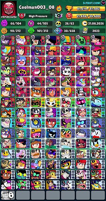çoxlu oyun: Brawl Stars hesabı – Coolman003_08 - Kupa: 81,074 (rekord 81,082) - — 2