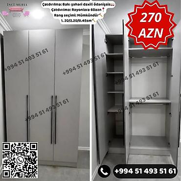Yeni, 3 qapılı, Boz, Açılan, Düz dolab