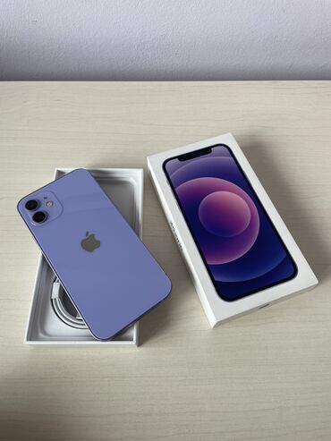 Apple iPhone: IPhone 12, Б/у, 128 GB, Deep Purple, Зарядное устройство, Кабель, Box, 79 %