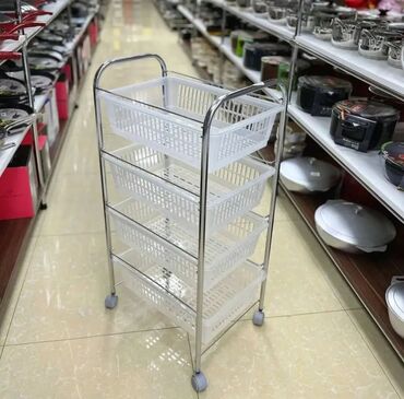 Digər qab-qacaq və mətbəx ləvazimatları: Meyvə-tərəvəz yiğmaq uçun polkalar 3 mertebe tekerli ve 4 mertebe — 2