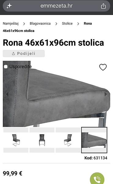 dvosed mojca forma ideale: **Rona stolica 46x61x96 cm** Elegantna trpezarijska stolica modernog — 4