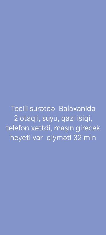 yeni yasamalda 3 otaqli evlerin qiymeti: Tecili surətdə Balaxanida 32 mine ev satilir sənəd belediyyedir