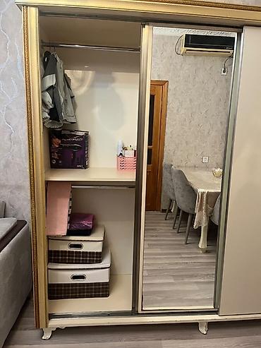 Paltar dolabları, qarderoblar: İşlənmiş, 3 qapılı, Güzgülü, Bej, Kupe, Düz dolab — 3