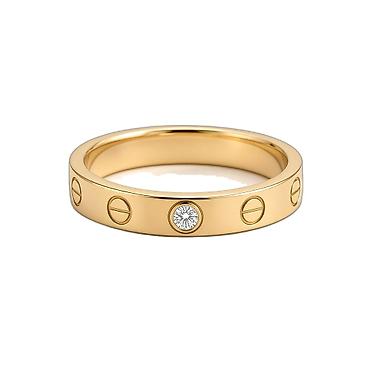 Кольцо Love из жёлтого золота 585 с цирконом - Артикул: 38453 - at lalafo.kg Кольцо Love из жёлтого золота 585 с цирконом - Артикул: 38453 -