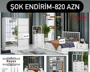 Yataq otağı dəstləri: İkinəfərlik çarpayı, Dolab, Termo, 2 tumba, Azərbaycan, Yeni — 11