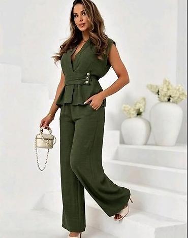 minduse za devojcice: Ženski elegantni komplet – prsluk top + široke pantalone - Kroj: bez — 5
