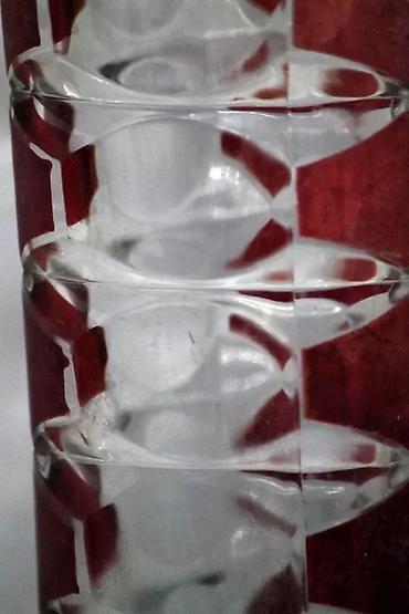 Vaze i saksije: Mid Century Luminarc JG Durand Geometric Ruby Cranberry Vase. France — 10