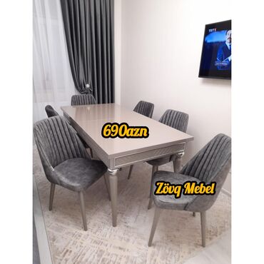 city: Qonaq otağı üçün, Yeni, Açılan, Dördbucaq masa, 6 stul, Azərbaycan