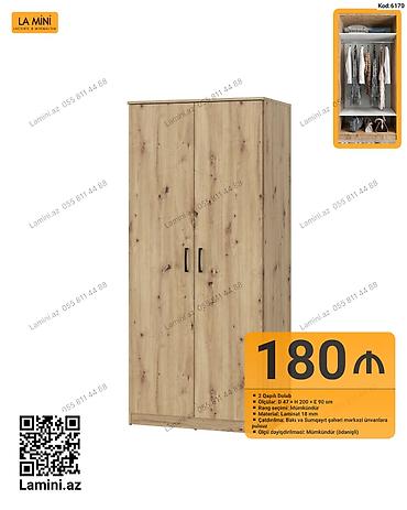 Mebel: İki qapılı dolab – La Mini (Kod: 6170) - Ölçülər: D 47 × H 200 × E 90 — 1