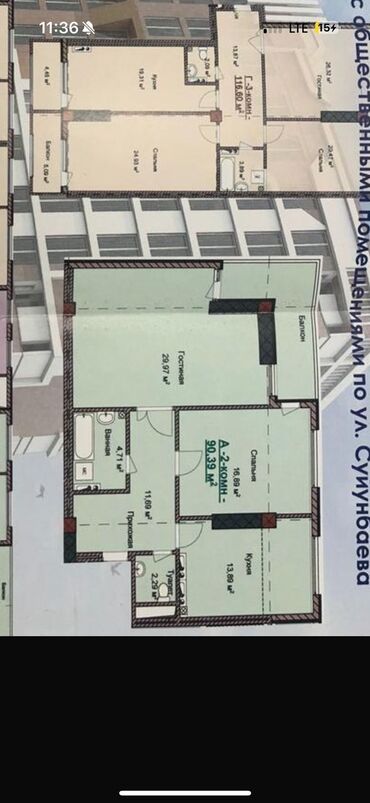 Продажа квартир: 2 комнаты, 91 м², Элитка, 11 этаж, ПСО (под самоотделку) — 7