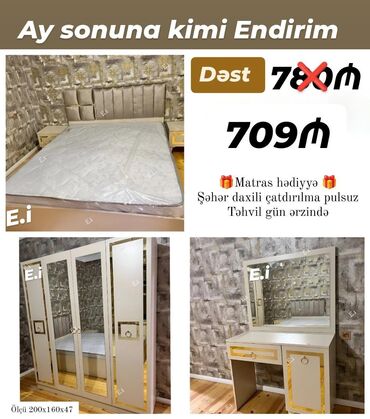 Çarpayılar: İkinəfərlik çarpayı, Dolab, Termo, 2 tumba, Yeni