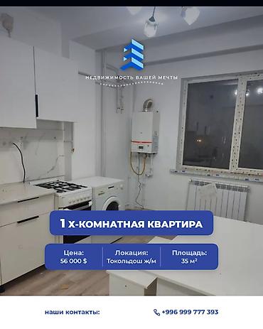 1 комната, 35 м², Токольдош Индивидуалка, 2 этаж, Евроремонт