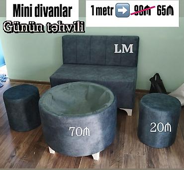 divan: Mini divan dəsti – kompakt ölçülü, mavi-yaşıl tonlarda parça üzlü — 1