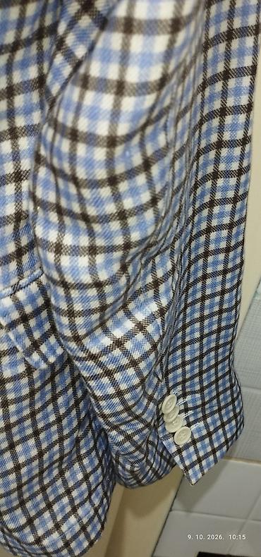 pull and bear kengur jakne: Muški sako sa dezenom sitne kocke (plavo-belo-braon) Lično preuzimanje — 9