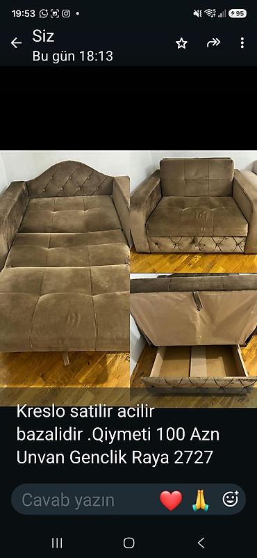 masa taxta: Açılan-bazalı kreslo/mini divan - Rəng: qəhvəyi - Material: yumşaq — 1
