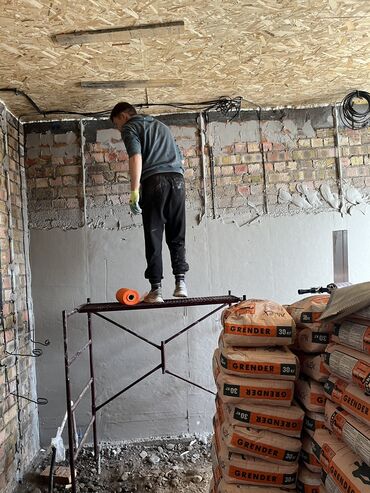 Штукатурка, шпаклевка: Механизированная штукатурка (шыбак) под обои. Келишим баада. Бат Жана — 13