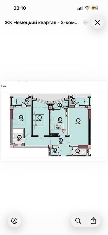 южный квартал: 3 комнаты, 81 м², Асанбай мкр Элитка, 12 этаж, ПСО (под самоотделку) — 3